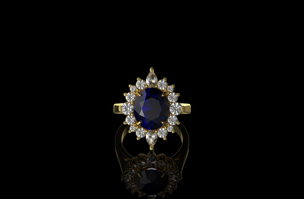 18k yellow gold custom purple amethyst oval shape diamond ring