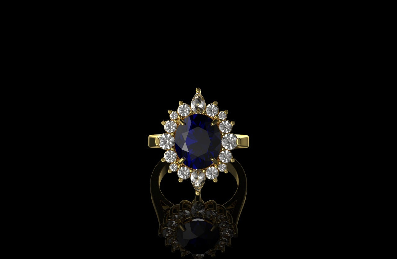 18k yellow gold custom purple amethyst oval shape diamond ring