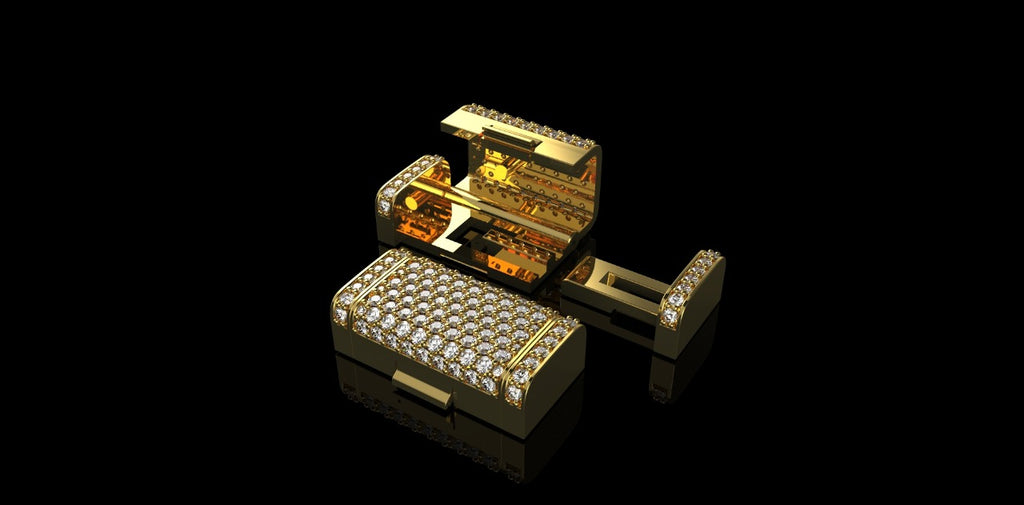 14K YELLOW GOLD SMALL CUSTOM DIAMOND LOCK