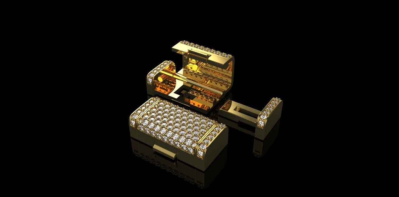 14K YELLOW GOLD SMALL CUSTOM DIAMOND LOCK