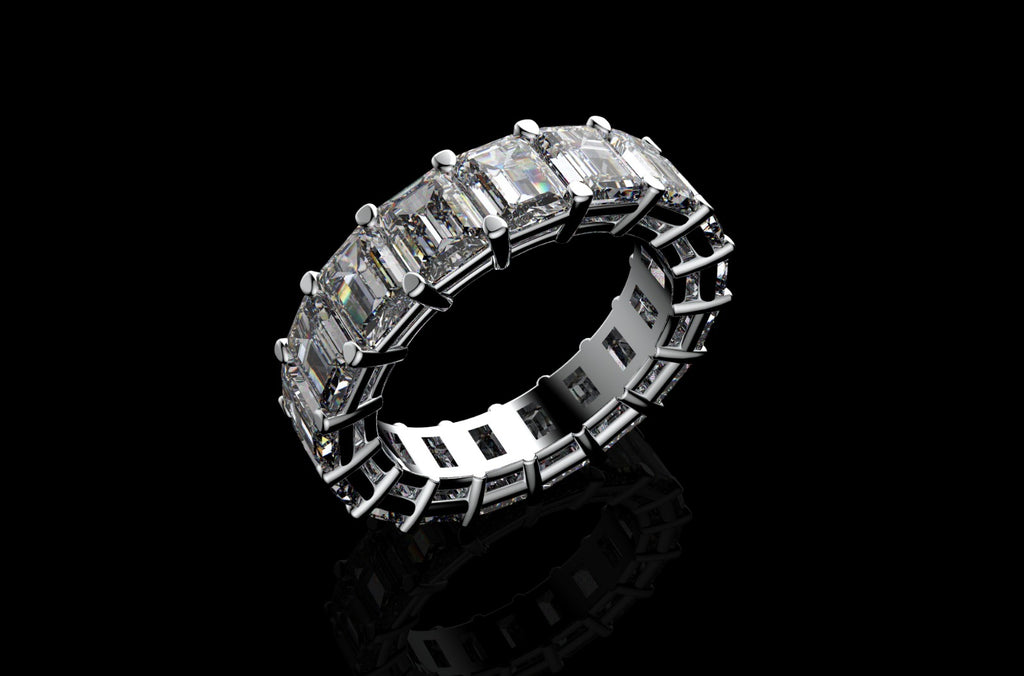18k white gold radiant cut diamond eternity band
