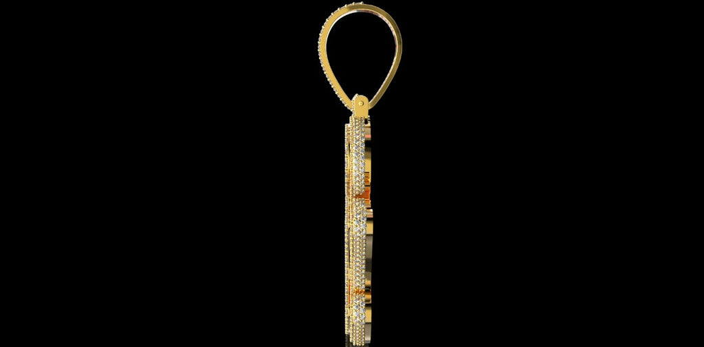 14K YELLOW GOLD CUSTOM 3D "RM" STYLE PENDANT DIAMOND PROFILE