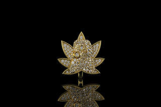 14k yellow gold custom 3d "gas wars marijuana" style diamond hook 2