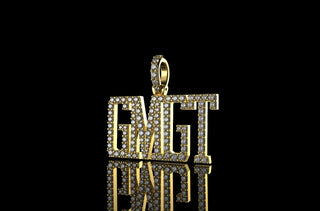 14k yellow gold custom "gmgt" style diamond pendant