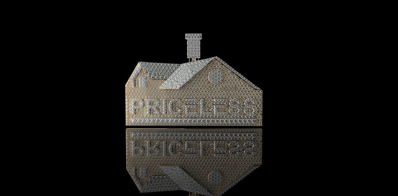 14k 2 tone white and yellow gold custom house priceless style custom diamond pendant
