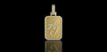 14K YELLOW GOLD CUSTOM "AJ" DOG TAG STYLE DIAMOND PENDANT