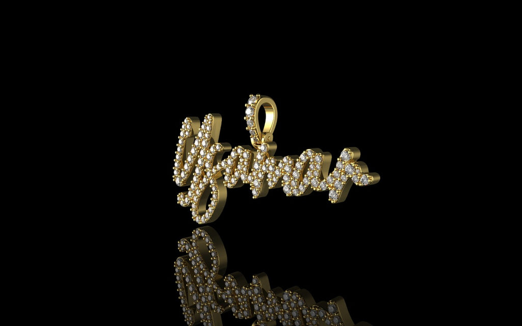 14k yellow gold custom "ysamar" style diamond pendant