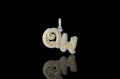 14K 2 TONE YELLOW AND WHITE GOLD DOUBLE LAYER CUSTOM MINI "QW" STYLE DIAMOND PENDANT