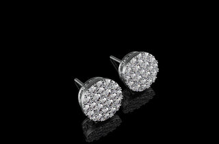 14k white gold large custom cluster diamond earrings