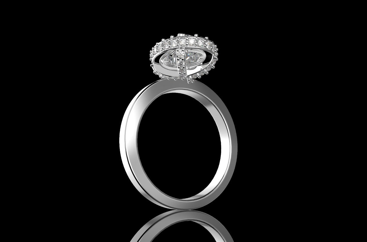 18k white gold oval hidden halo diamond engagement ring 1.75cts