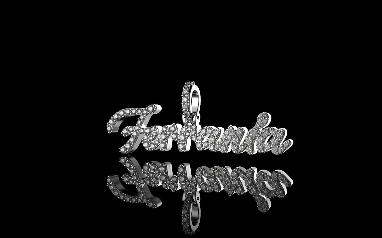 14k white gold custom "ferrania" style diamond pendant