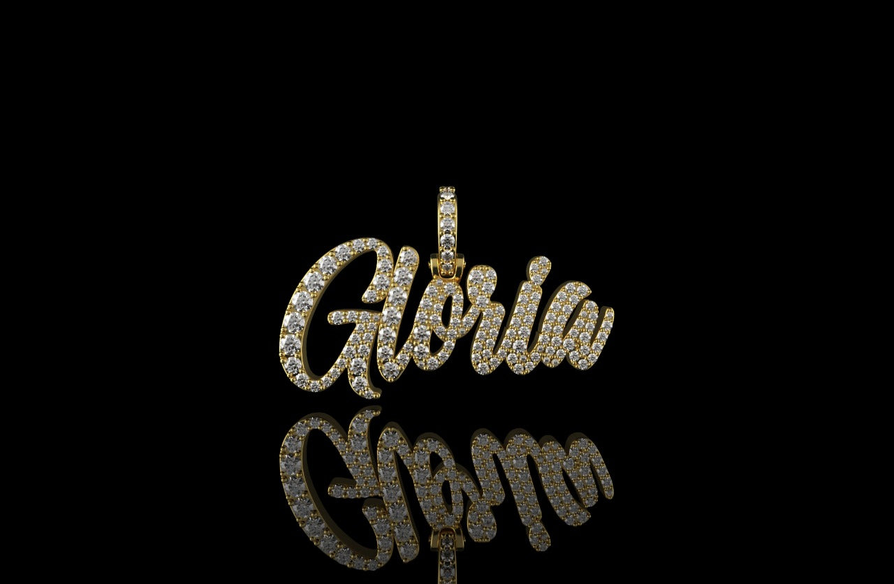 14k yellow gold custom "gloria" style diamond pendant