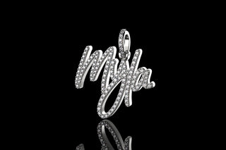 14k white gold custom "myla" style diamond pendant