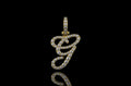 14k yellow gold script initial "g" diamond pendant