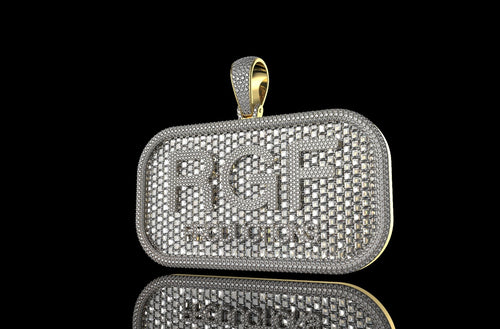14k 2 tone yellow and white gold custom double layer "rgf" style diamond pendant