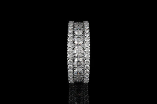 14k white gold custom made mens 3d 3 row jumbo diamond eternity band profile diamonds