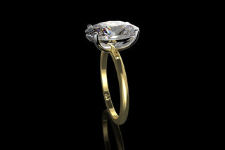 18k 2 tone yellow and white gold custom diamond engagement ring oval solitaire