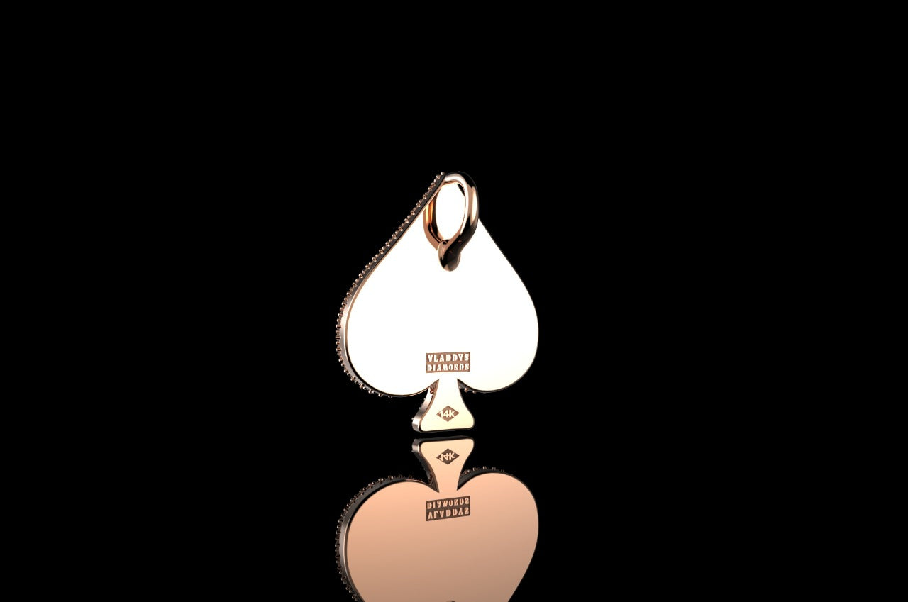 14k rose gold 3d spade initial "d" style diamond pendant