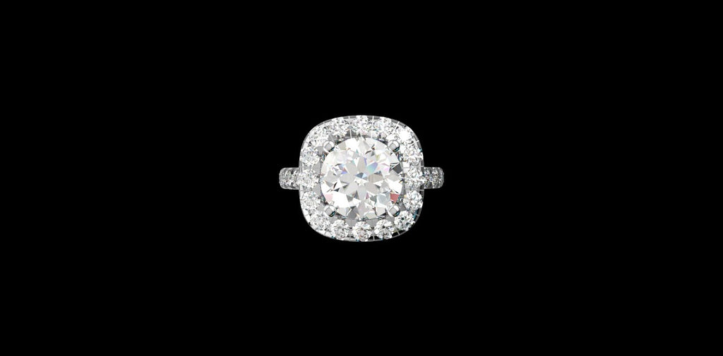 18k white gold cushion halo diamond engagement ring 5.00cts