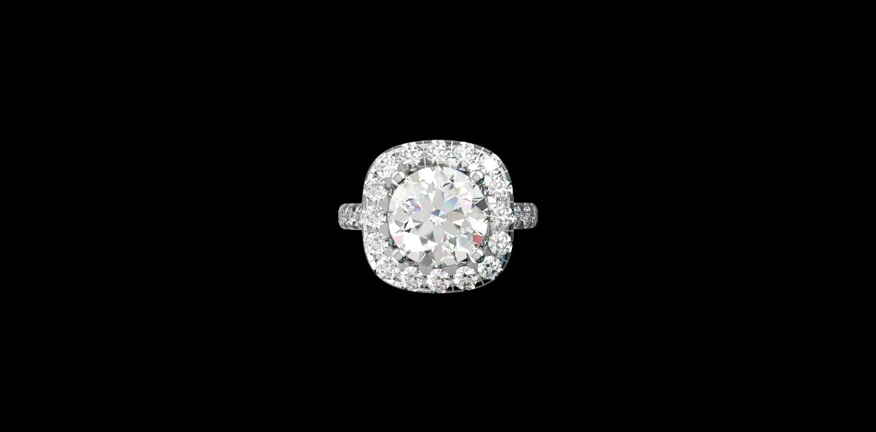 18k white gold cushion halo diamond engagement ring 5.00cts