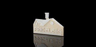 14k 2 tone white and yellow gold custom house priceless style custom diamond pendant