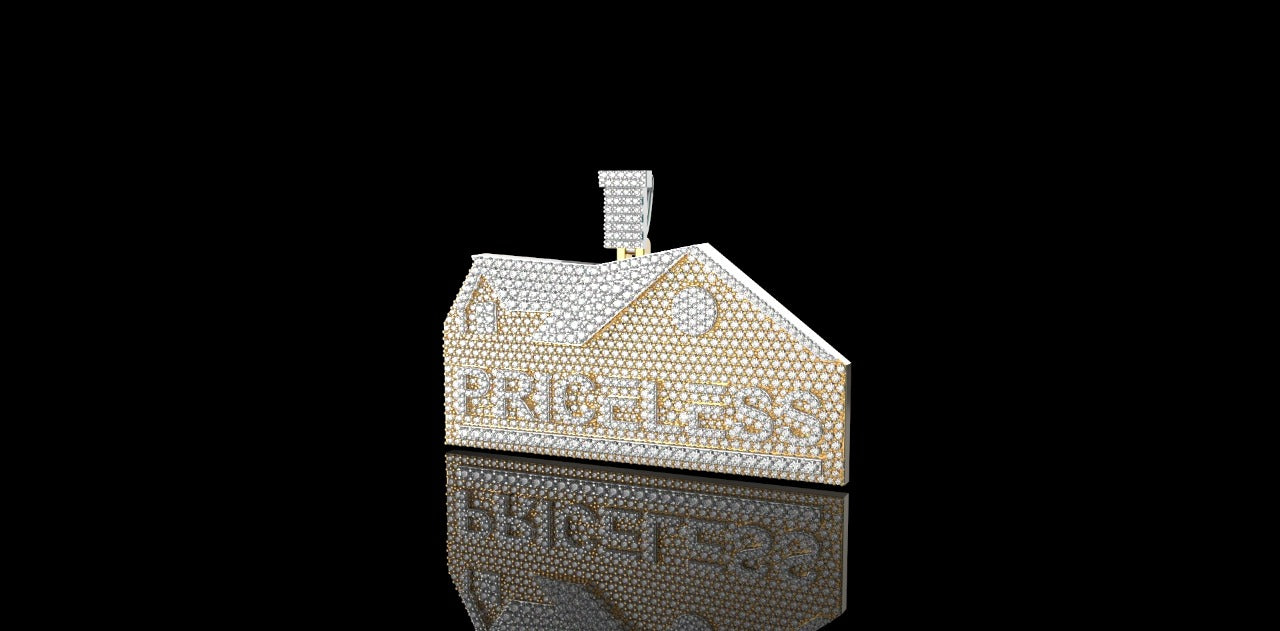 14k 2 tone white and yellow gold custom house priceless style custom diamond pendant