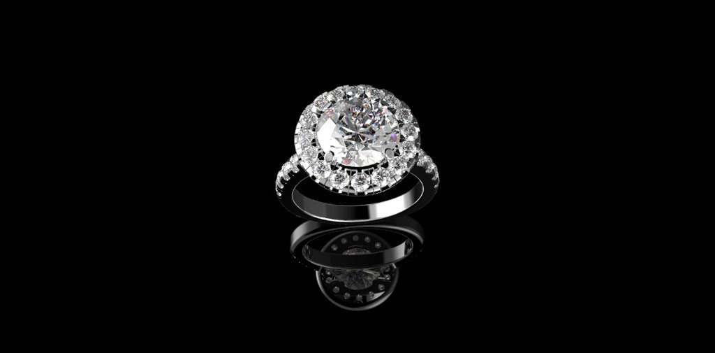 18k white gold round halo diamond engagement ring 5.00cts