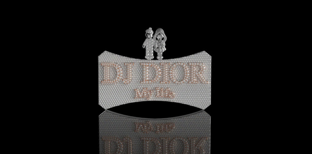 14K 2 TONE ROSE AND WHITE GOLD CUSTOM "DJ DIOR" STYLE DIAMOND PENDANT