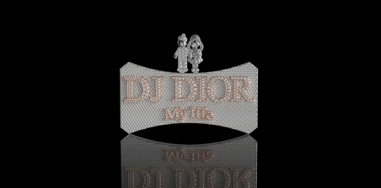14K 2 TONE ROSE AND WHITE GOLD CUSTOM "DJ DIOR" STYLE DIAMOND PENDANT
