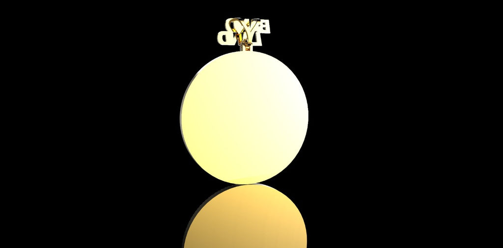 14K 2 TONE YELLOW AND WHITE GOLD ROUND DOUBLE LAYER CUSTOM "YOUNG FRESH" STYLE DIAMOND PENDANT
