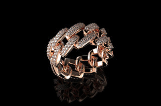 14k rose gold diamond cuban link eternity ring 1.60cts