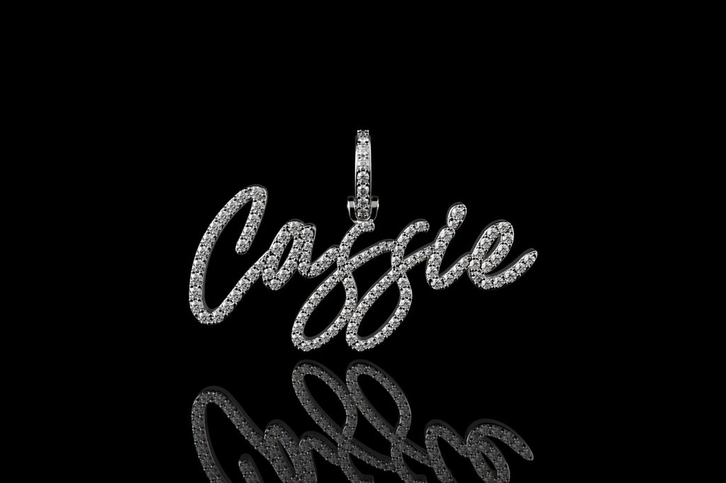 14k white gold custom "cassie" style diamond pendant