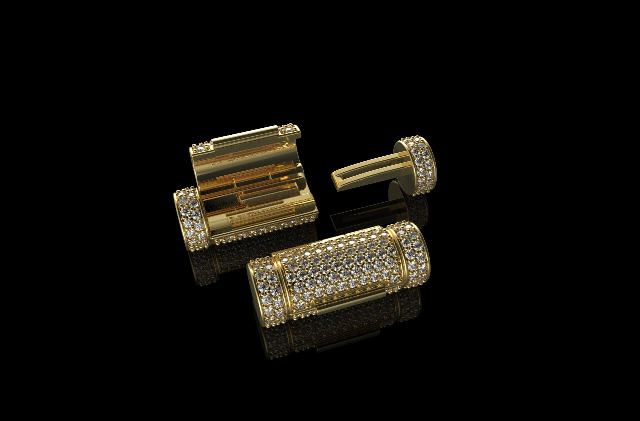 14k yellow gold custom made medium diamond barrel lock