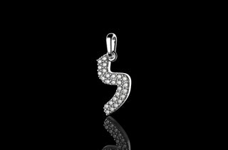14k white gold custom diamond hebrew letter pendant