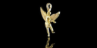 14k yellow gold diamond saint michael pendant