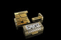 14K 2 TONE YELLOW AND WHITE GOLD 3D "BENZ" STYLE DIAMOND LOCK