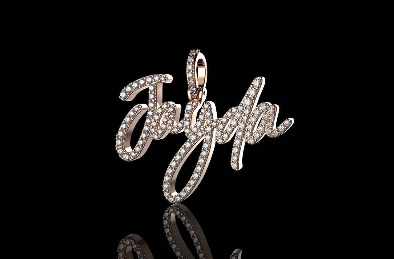 14k rose gold custom "jayda" style diamond pendant