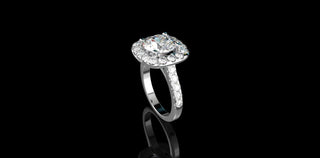 18k white gold cushion halo diamond engagement ring 5.00cts