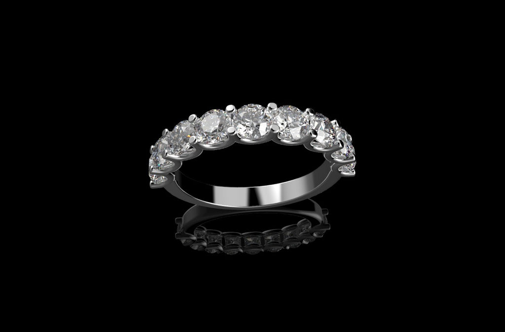 14k white gold 9 stone diamond wedding band 1.60cts