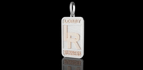 14K 2 TONE ROSE AND WHITE GOLD CUSTOM LARGE "LOBBY RUNNERS" STYLE DIAMOND PEDNANT