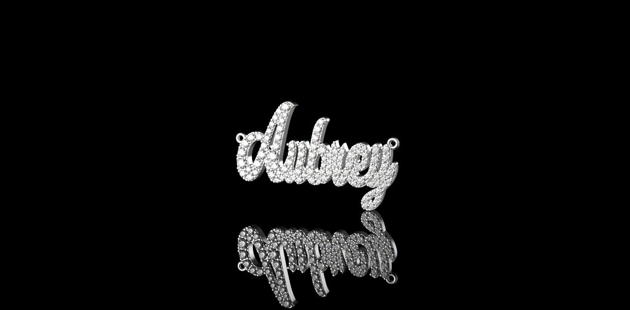 14K WHITE GOLD CUSTOM "AUBREY" STYLE DIAMOND PENDANT