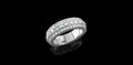14k white gold mens 3 row diamond eternity band 4.89cts