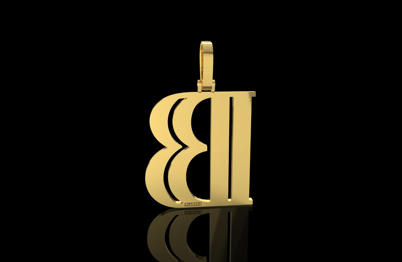 14k yellow gold double BB style diamond pendant