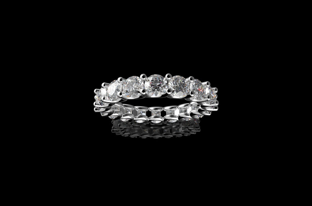 18k white gold diamond eternity band u-shape 4.14cts