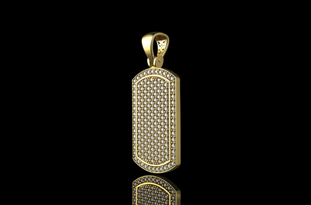 Dog Tag Diamond yellow gold Pendant 3.63 CT