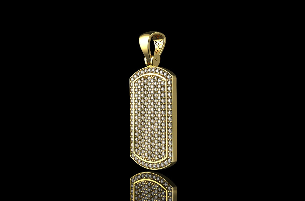 Dog Tag Diamond yellow gold Pendant 3.63 CT