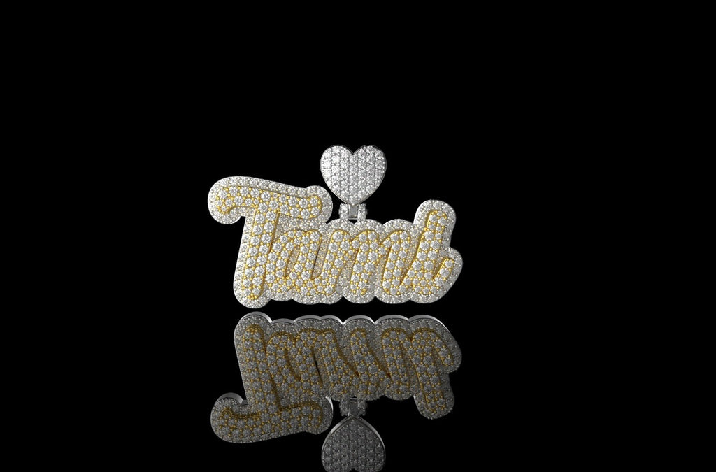 14K 2 TONE YELLOW AND WHITE GOLD DOUBLE LAYER CUSTOM "TAMI" DIAMOND PENDANT