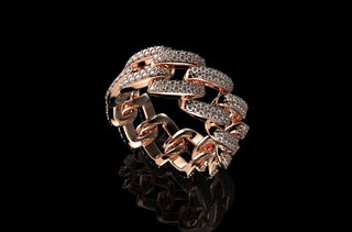 14k rose gold diamond cuban link eternity ring 1.60cts