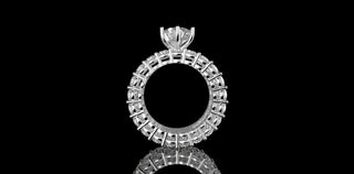 18K WHITE GOLD CUSTOM ETERNITY DIAMOND ENGAGEMENT RING WITH MATCHING DIAMOND ETERNITY BAND
