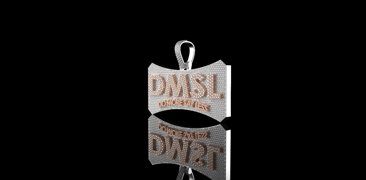 14K 2 TONE ROSE AND WHITE GOLD "DMSL" STYLE CUSTOM DIAMOND PENDANT